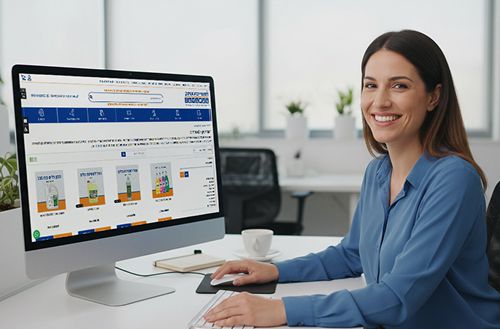 מנהלת רחשבונות מבצעת הזמנה סיטונאית לחברה מאתר דוסטרי ייבוא ושיווק